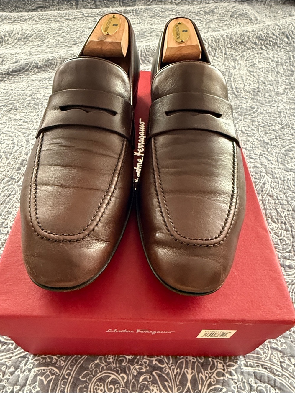 Salvatore Ferragamo Dark Brown Leather Penny Loafers